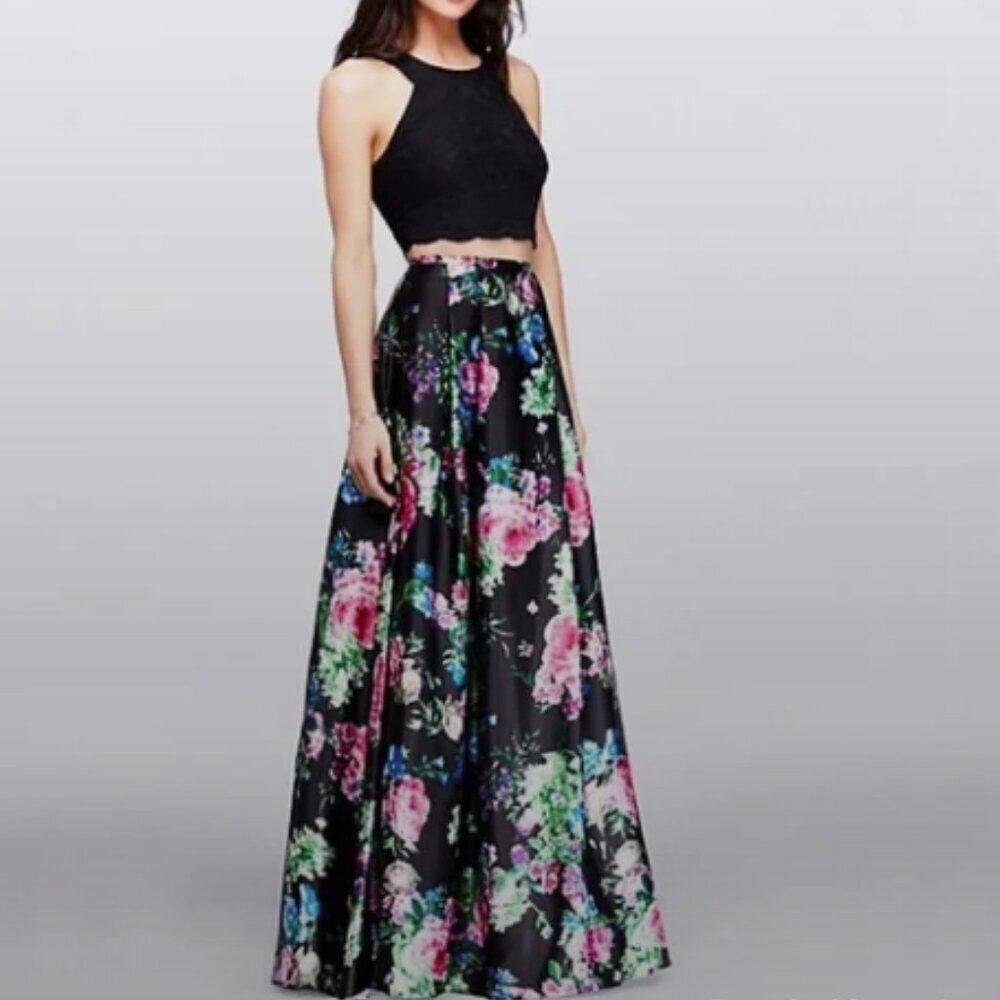 Blondie Nites Formal Maxi Length Floral Prom/Evening Full Skirt